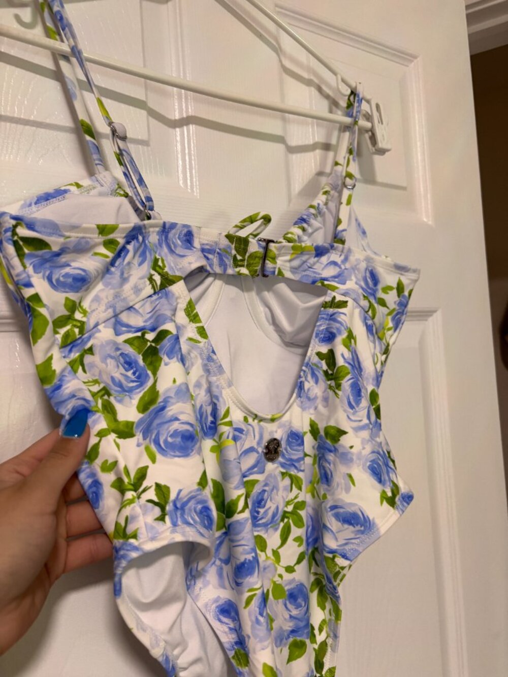 Blue Floral Underwire One-Piece Swimsuit | Blue and White Floral NWT (XL) - Picture 3 of 12